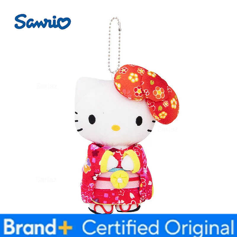 Sanrio 16CM Hello Kitty Plush kimono keychain Cartoon Cinnamoroll My Melody Kuromi PP Cotton stuffed dolls schoolbag pendant Gift H251225