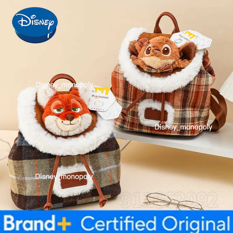 Disney Judy Nick New Fashion Backpack Cartoon Doll Womens Backpack Large Capacity High Quality Casual Plush Doll Backpack H251225