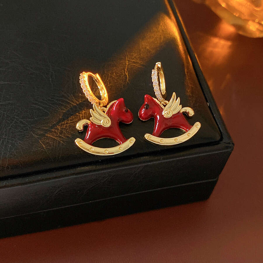 Chinese Zodiac Horse Necklace, Round Beaded Pearl Choker, Enamel Pendant, Red & Gold Bridal Birthday Gift for Women, New Asian Style Jewelry