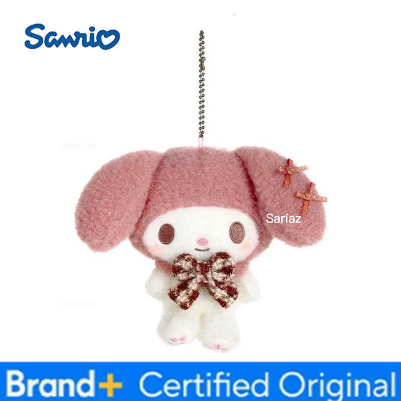 Sanrio 10Cm Anime Hello Kitty My Melody Kuromi Plush Keychain Pendant Cute Plush Doll Plaid Pendant Cartoon New Bag Pendant H251225