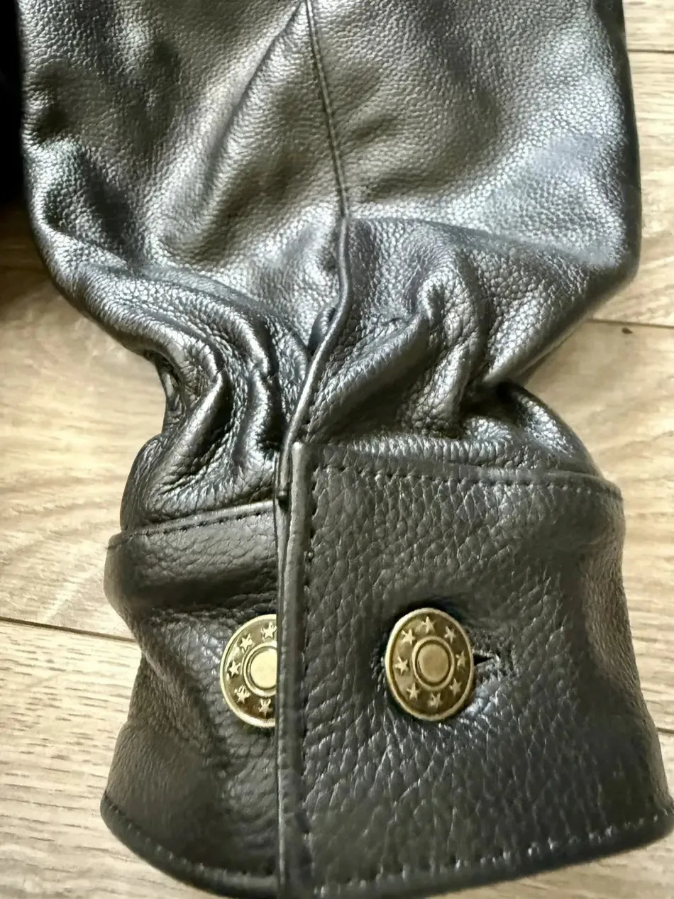 Men Retro Leather Bomber Jacket with Embroidered Star Black Zip Coat Street Style Autumn Winter Casual Outerwear Bold Urban Look 251223