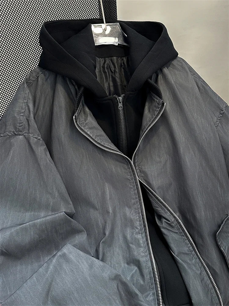 Sense American Vintage Baseball Uniform Mens Spring and Autumn Loose Casual Short Hood PU Leather Texture Jacket ZL624 251222