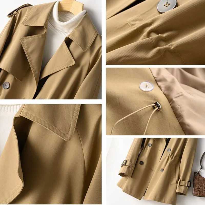 Pink Trench Coat Women New Double Breasted Mid-Long Woman Trench Coat Lining Overcoat Spring Windbreaker Female Outerwear AutumnT251226