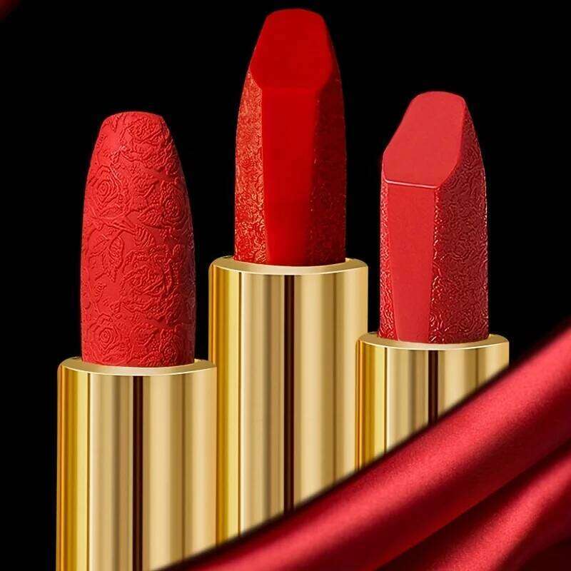 Rose Engraved Lipstick: Moisturizing Waterproof Non-Stick Long-Lasting Non-Fading Color Lip Makeup for Smooth Luscious Pout 25H1226