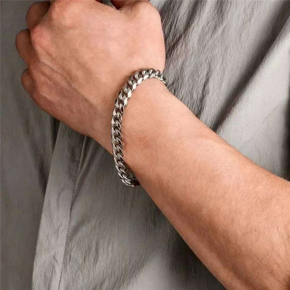 21cm Hot Trendy Cuban Classic Stainless Steel 3 5 7mm Width Chain Bracelet For Men Women Jewelry Party Gift 25T1226