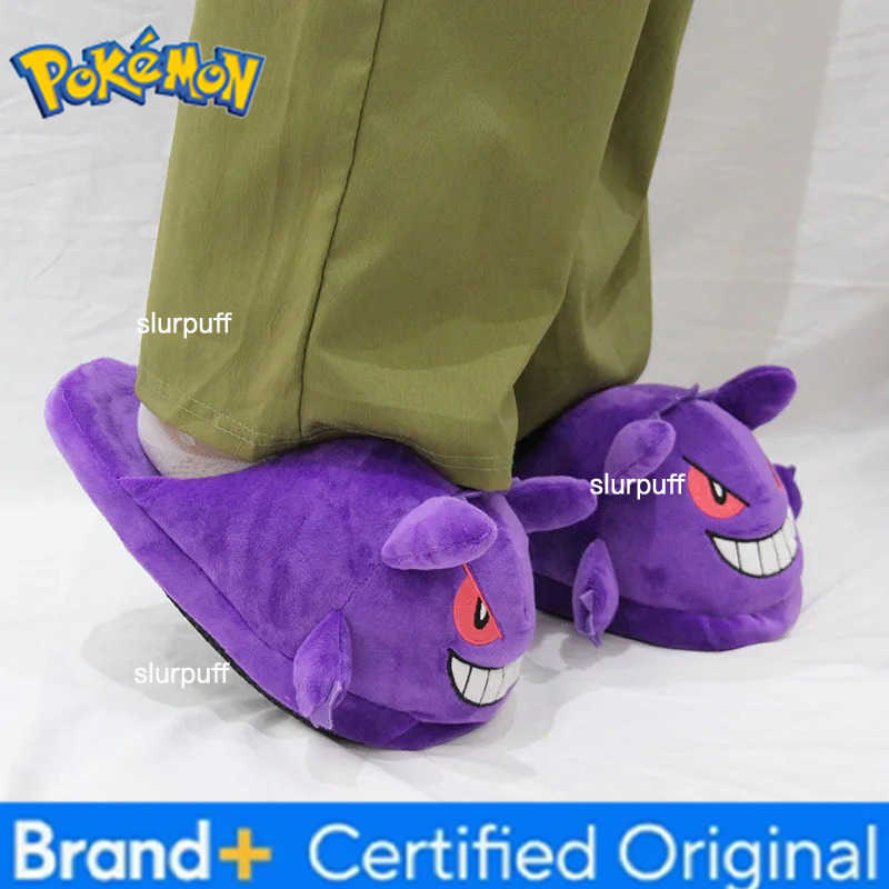 Pokemon Pikachu Gengar Winter Cartoon Warm Plush Slippers Couple Indoor Non-slip House Slides Cute Interest Women Slippers Cotton Shoes W251226