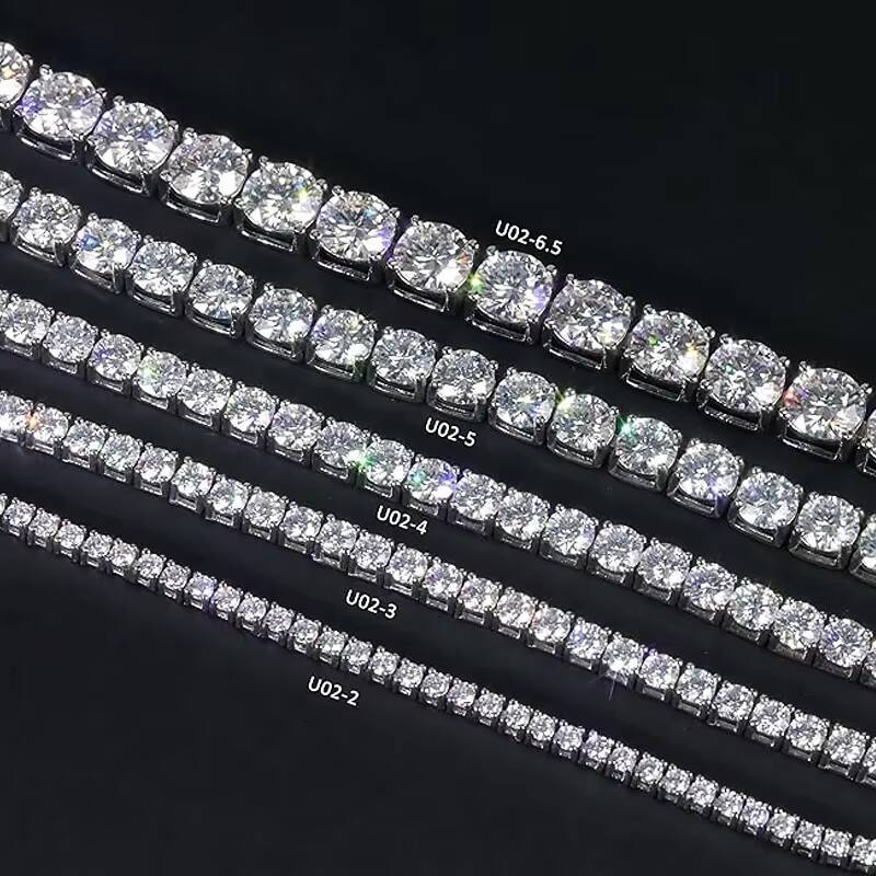 RINNTIN SMN Pass Diamond Tetser 2mm 3mm 4mm 5mm 925 Silver Moissanite Necklace Diamond Tennis Chain Fine Jewelry for Men Women