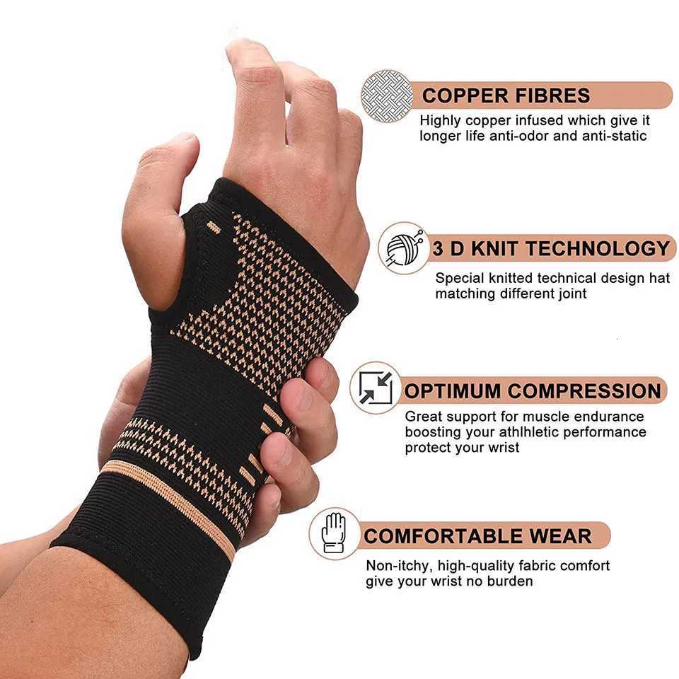 1Pcs Copper Fiber Bracer Wrist Elastic Sport Bandage Wristband Hand Gym Support Wrist Brace Wrap Tennis Fitness Powerlifting M251226
