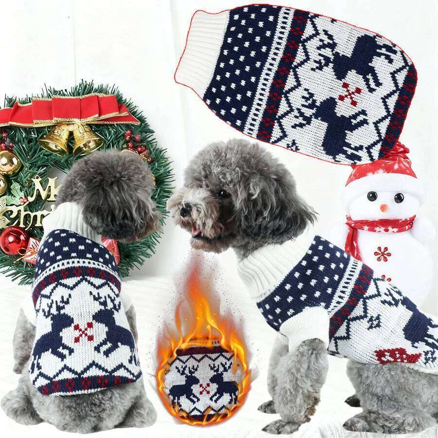 Christmas Sweaters Pet Winter Knitwear Xmas Clothes Classic Warm Coats Reindeer Snowflake Argyle Sweater for Kitty Puppy Cat 25T1226