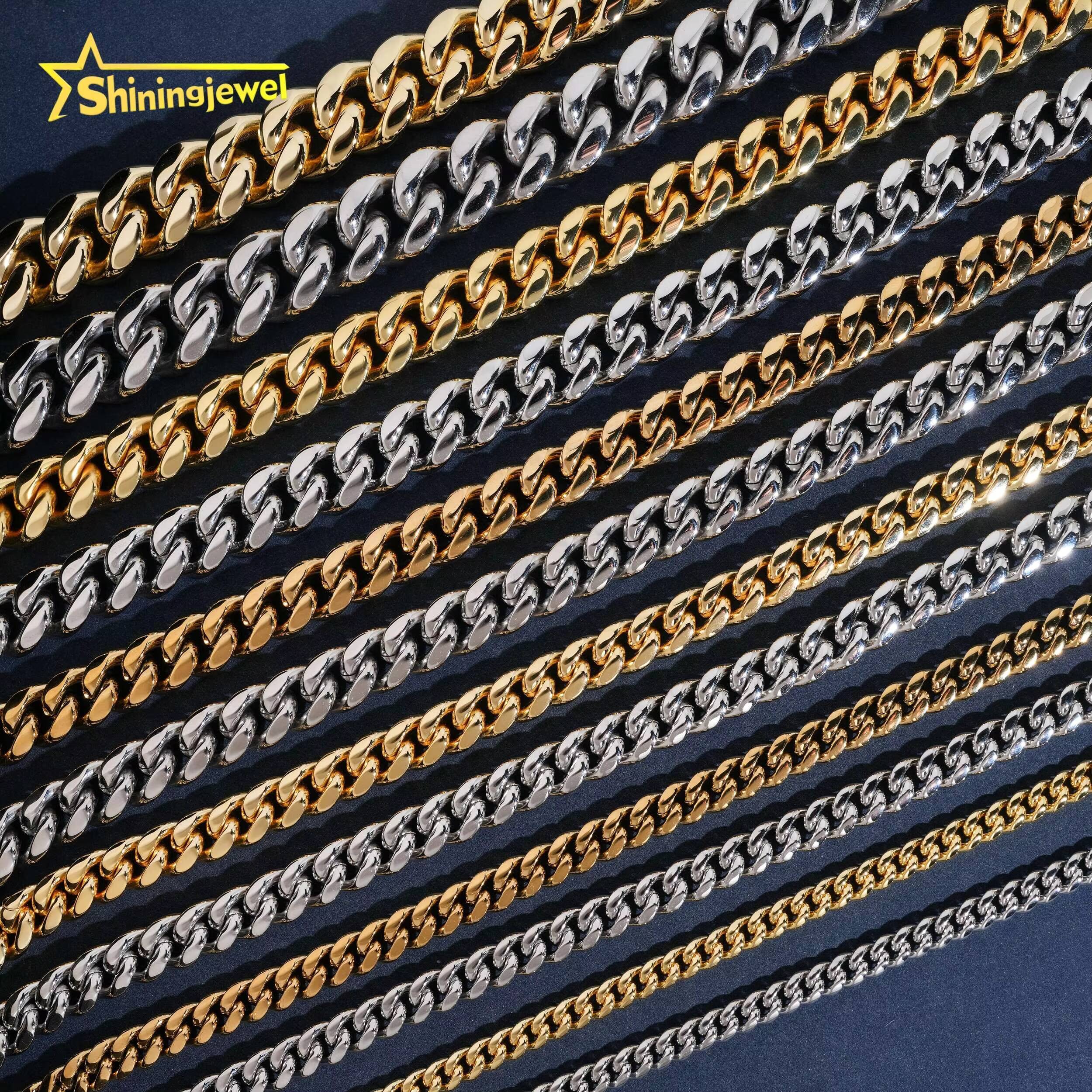 Hot Sale 316L Stainless Steel Cuban Link Chain 925 Silver VVS D Moissanite Iced Out Lock Jewelry Miami Cuban Bracelet Necklace