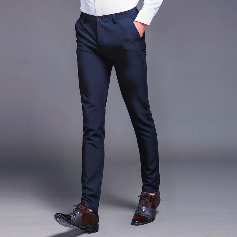 Fashion High Quality Men Suit Pants Straight Spring Autumn Long Male Classic Business Casual Trousers Slim Fit Full Length 251226