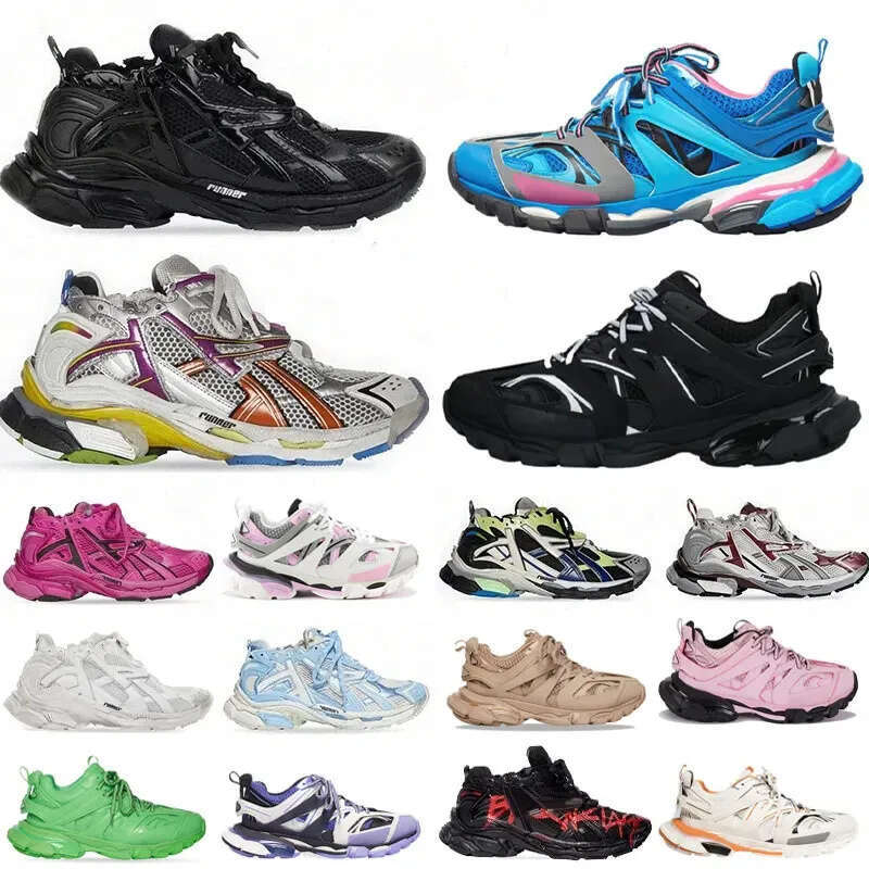 Top Quality Track Runners Casual Light 3 3.0 Shoes 7.5 7.0 Runner Men Women Grey Blue Gomma Leather Beige Black Pink Nylon Printed Platform for Trainers Sneakers