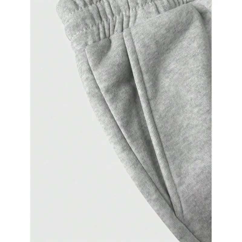 Mens solid color drawstring waist slanted pocket sports pants pure cotton casual loose sweatpants men 251226