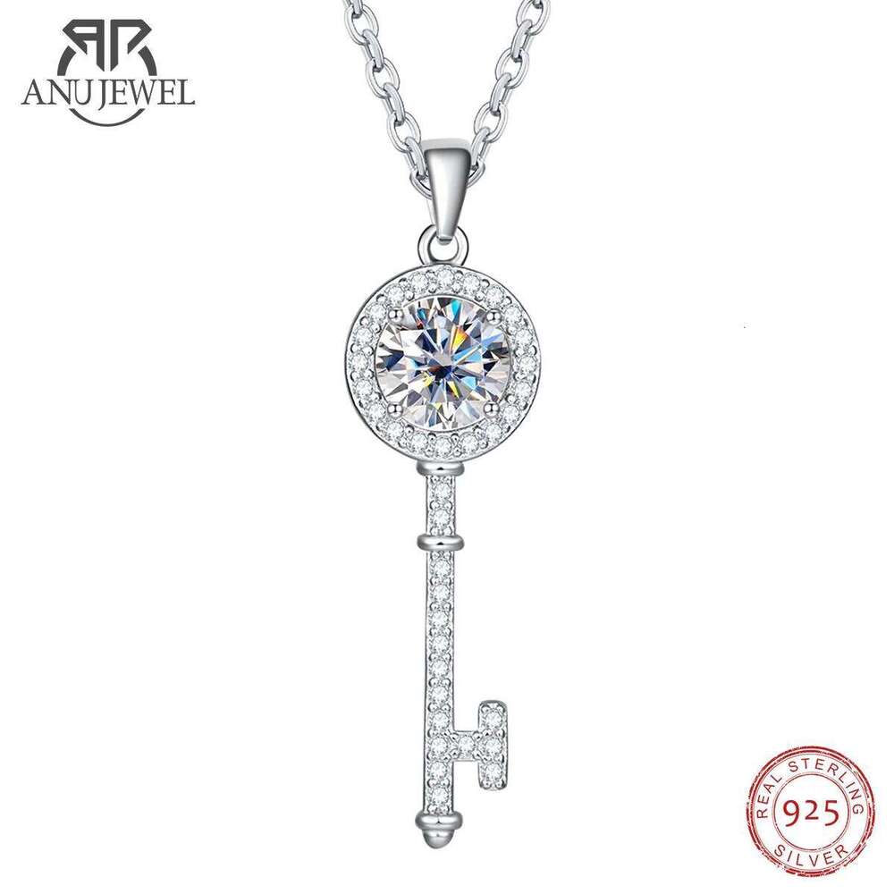 AnuJewel 1ct D Color Moissanite Diamond Key Pendant Necklace 925 Sterling Silver Keychain Christmas Gifts For Women 25N1226
