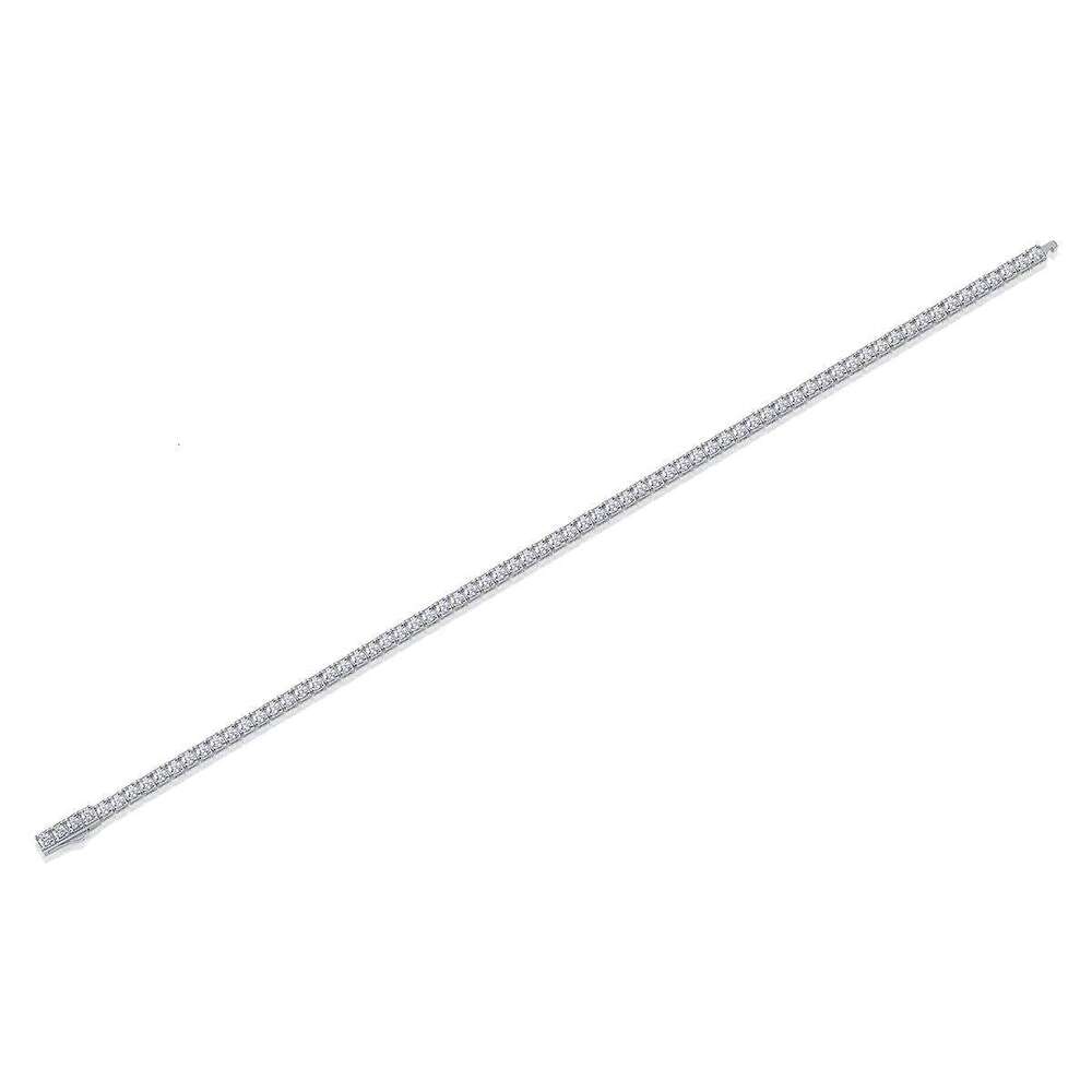 JIUZUAN S925 Sterling Silver Moissanite Tennis Bracelet Women Simple Row Design Elegant Sparkling Jewelry for Daily Wear 25T1226