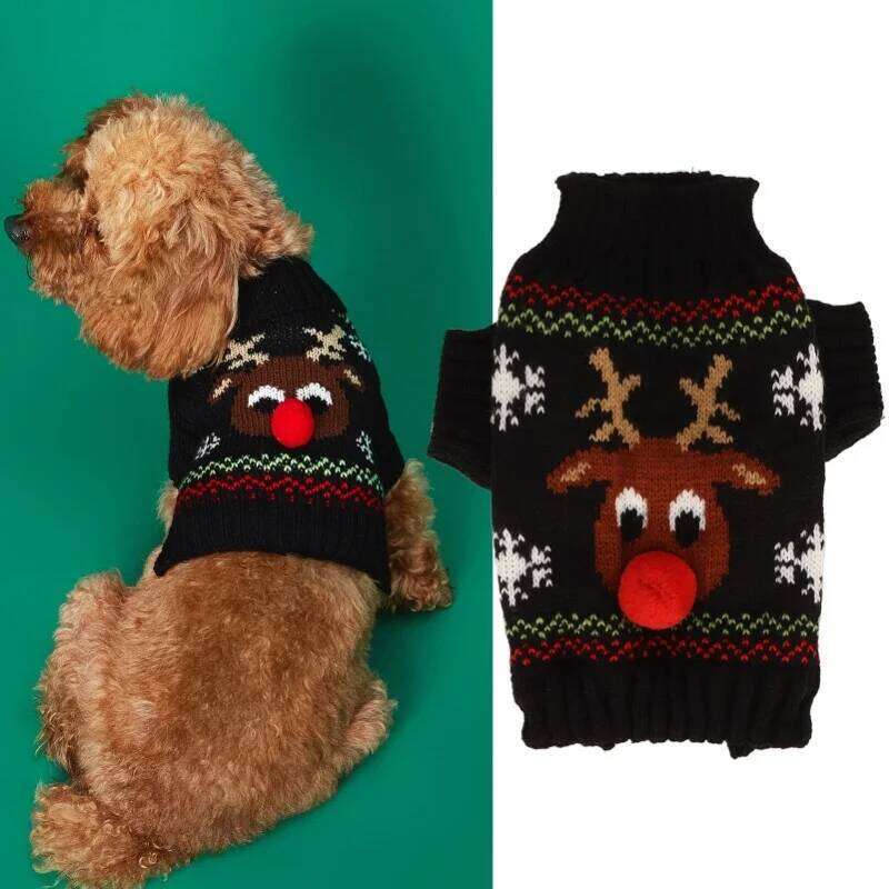 Snow Thickening New Year Christmas Dog Holiday Sweaters For Small Medium Dogs 25T1226