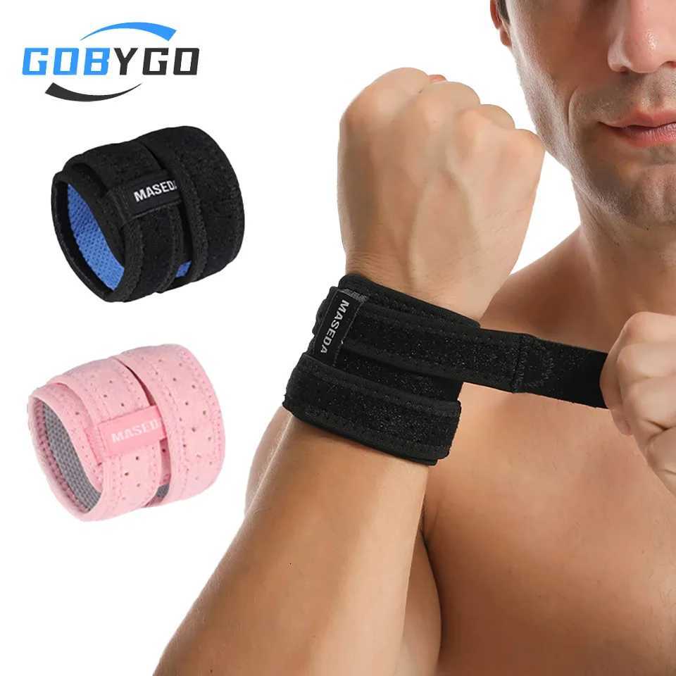 GOBYGO 1Pcs Thin Gym Wrist Wraps Double Strap Badminton Workout Weightlifting Compression Wrist Straps Wrist Support Men Women M251226