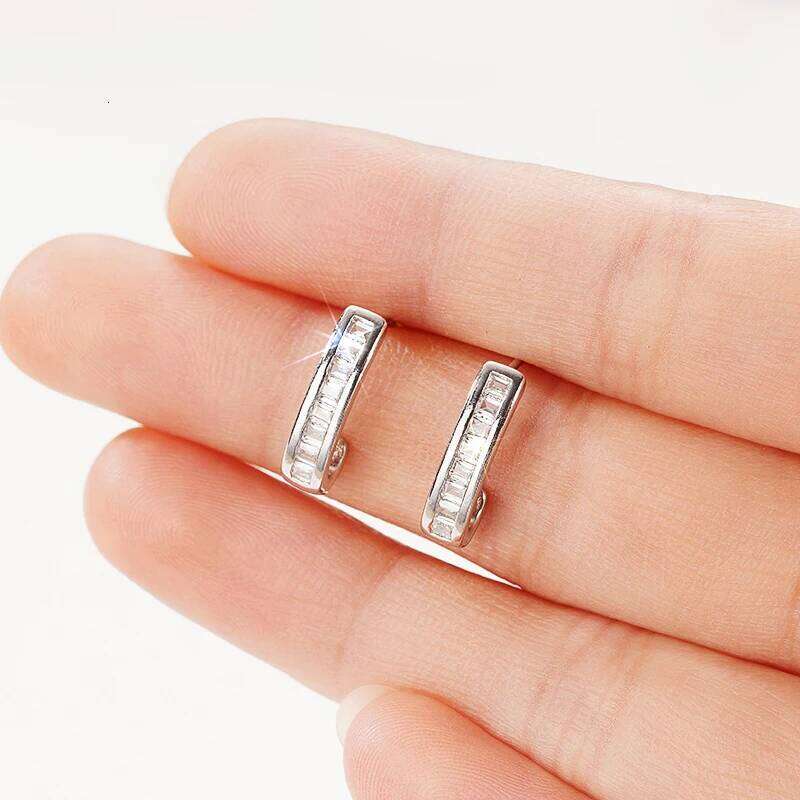 Huitan Simple Fashion Women's Line Stud Earrings with Cubic Zirconia Silver Color Trendy Versatile Daily Wear Girls Jewelry