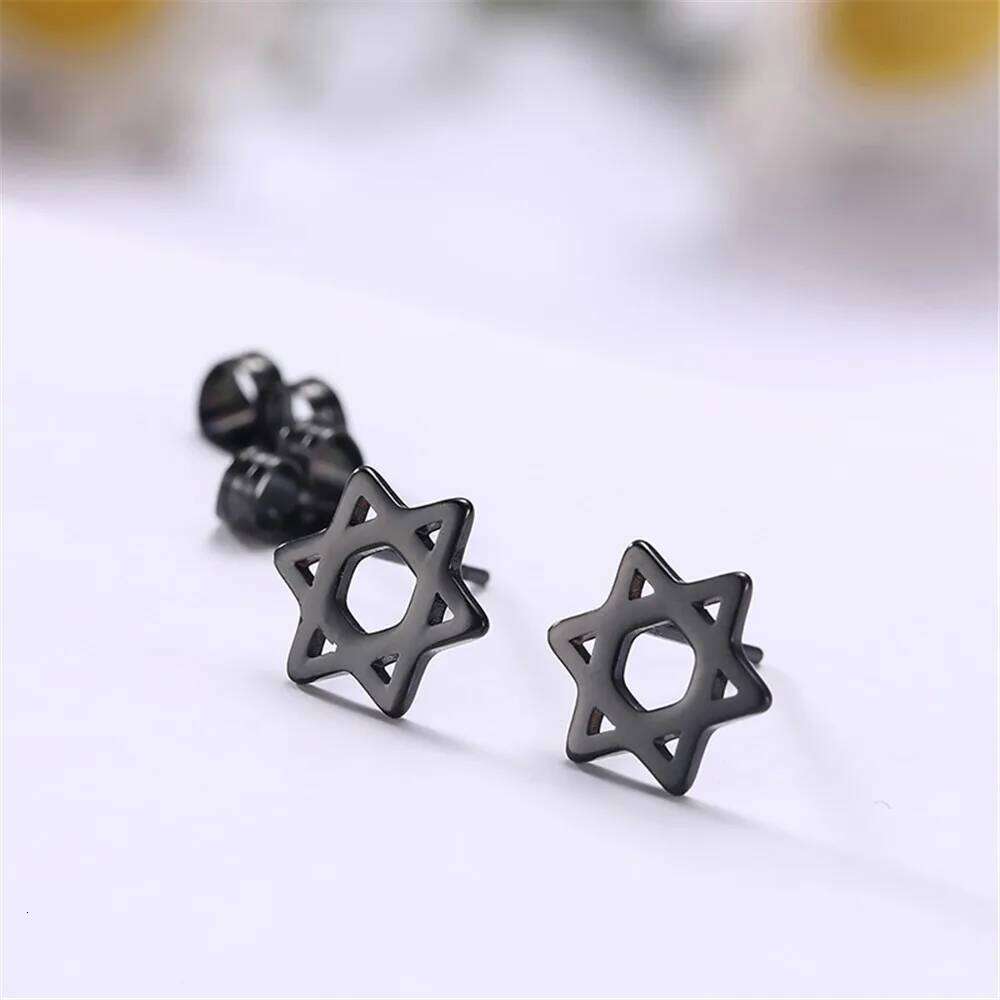 Cazador Star of David Hexagram Stud Earrings for Women Men Stainless Steel Gold Color Piercing Studs Jewish Judaism Jewelry New 25H1226