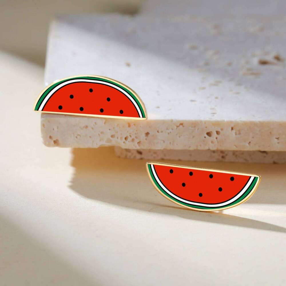Cazador Waterproof Watermelon Stud Gold Color Stainless Steel Piercing Earrings for Women Jewelry Valentine's Gift 2025 25H1226