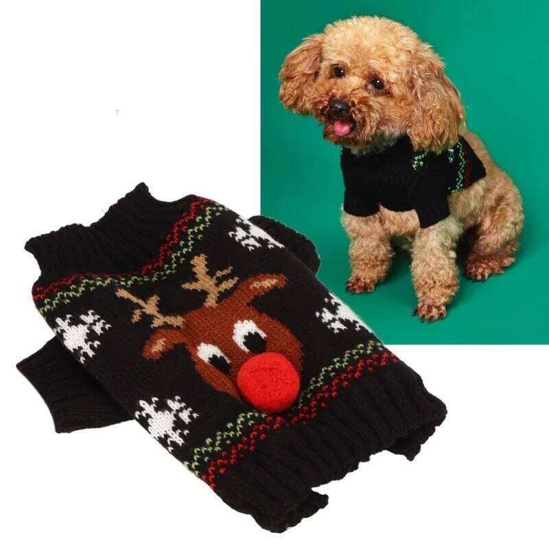 Snow Thickening New Year Christmas Dog Holiday Sweaters For Small Medium Dogs 25T1226