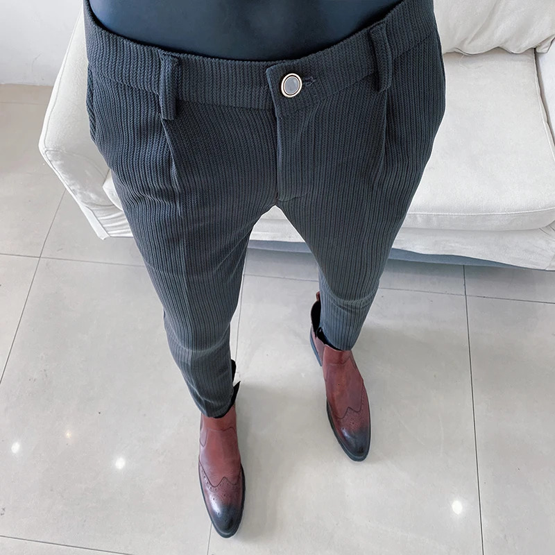 mens formal trousers for autumn and winter elastic formfitting smallleg dress pants business casual 251226