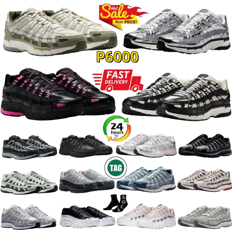 With box designer Shoes P6000 Casual shoes P-6000s Men Women Metallic Sier Triple Black White Khaki Wolf Grey Anthracite Smoke Grey Outdoor Sports Trainers size 36-47