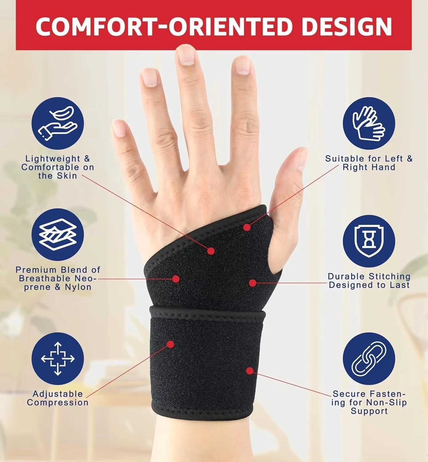 Adjustable Wrist Brace Perfect for Women Men Support Wrap Strap Hand Carpal Tunnel Brace Fitness Suitable Both Right Left Hand M251226