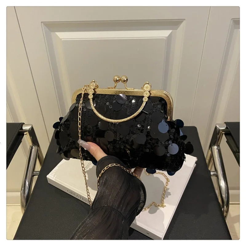Ladys hand bag sequined clip handbag bag ladys chain dinner bag chain fashion shoulder crossbody bag 251223