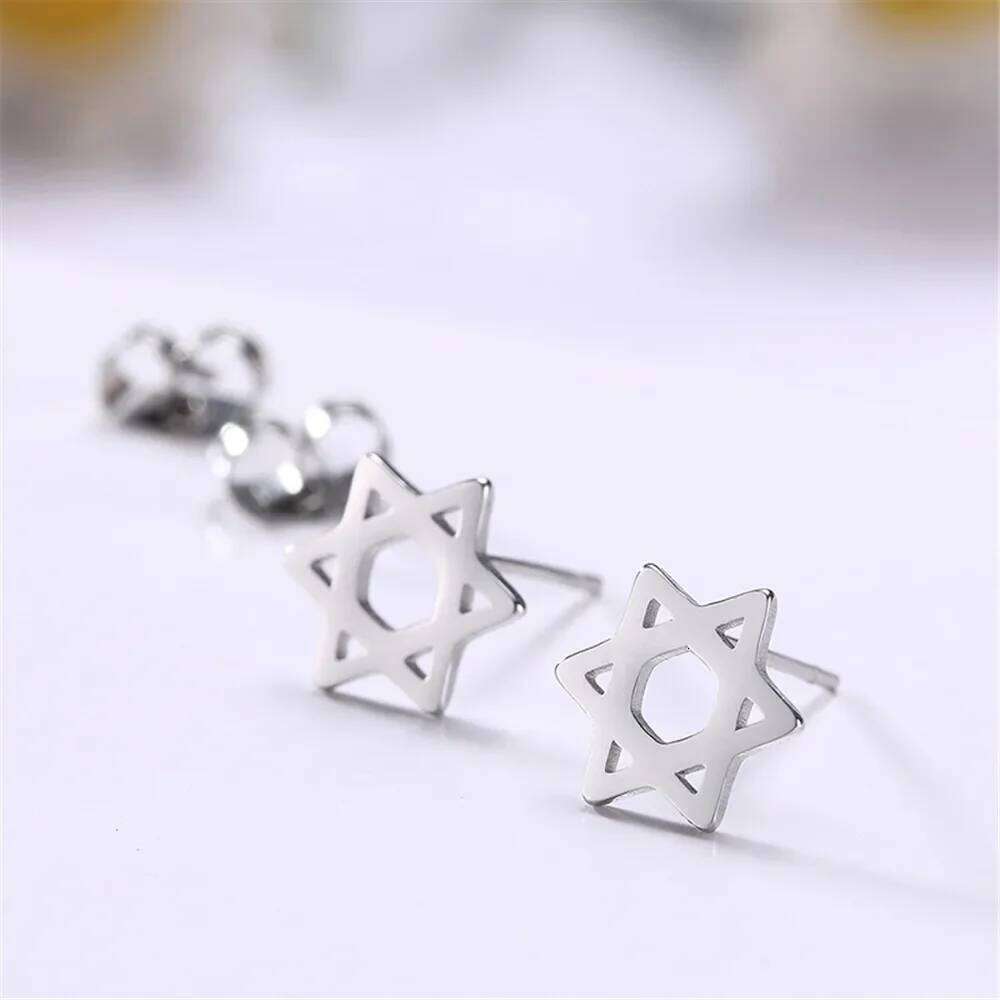 Cazador Star of David Hexagram Stud Earrings for Women Men Stainless Steel Gold Color Piercing Studs Jewish Judaism Jewelry New 25H1226