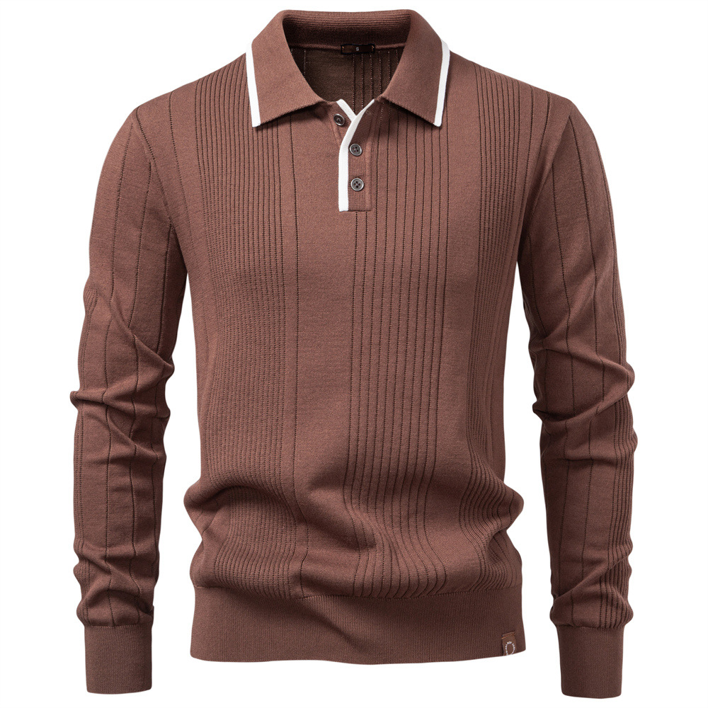 WOZK autumn and winter new item: men's collar sweater, polo half zipper high-quality knitted sweater, men's clothing designer