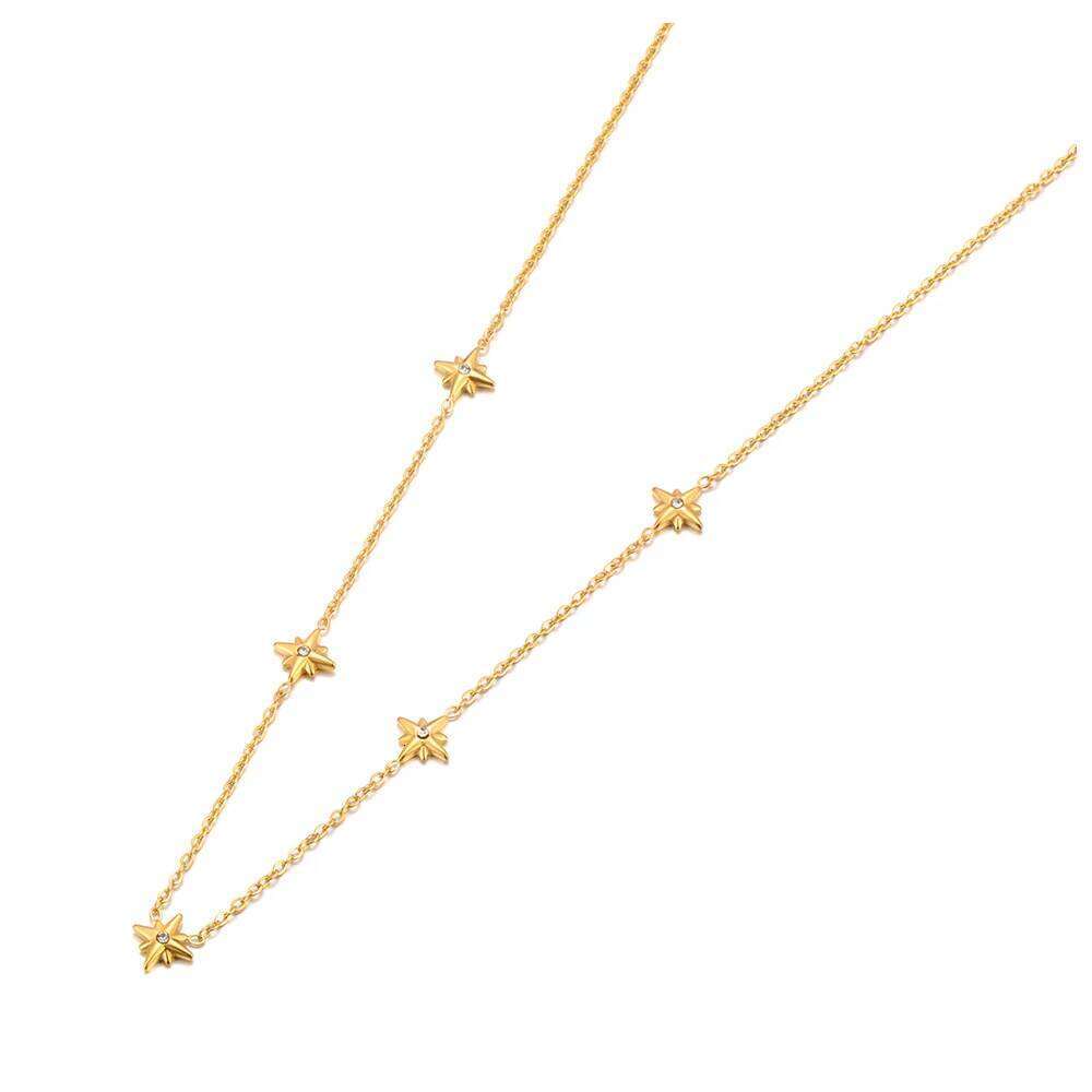 Lokaer Trendy Eight Pointed Star Cubic Zirconia Bracelet 316L Stainless Steel 18K Gold Plated Jewelry For Women B2405 25T1226