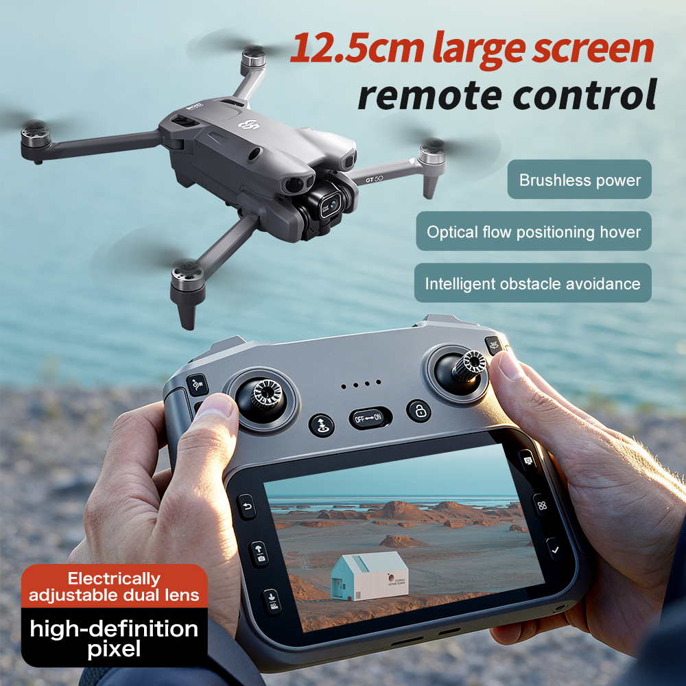 GT50 Pro HD flagship drone, equipped with a 4.3-inch screen remote control -1080P high-definition dual cameras and brushless motor, suitable for both 