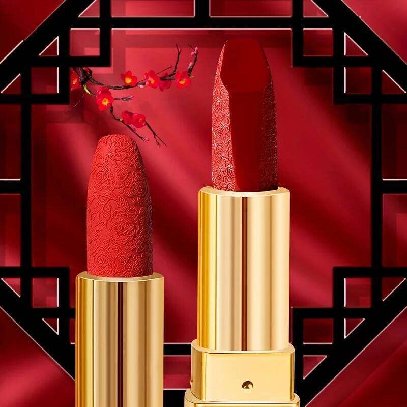 Rose Engraved Lipstick: Moisturizing Waterproof Non-Stick Long-Lasting Non-Fading Color Lip Makeup for Smooth Luscious Pout 25H1226