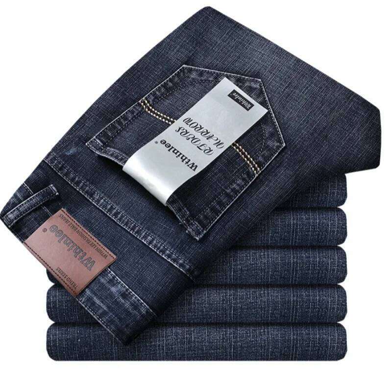 Wthinlee New Business Men's Jeans Casual Straight Stretch Fashion Classic Blue Black Work Denim Trousers Male Brand Clothing 25T1225