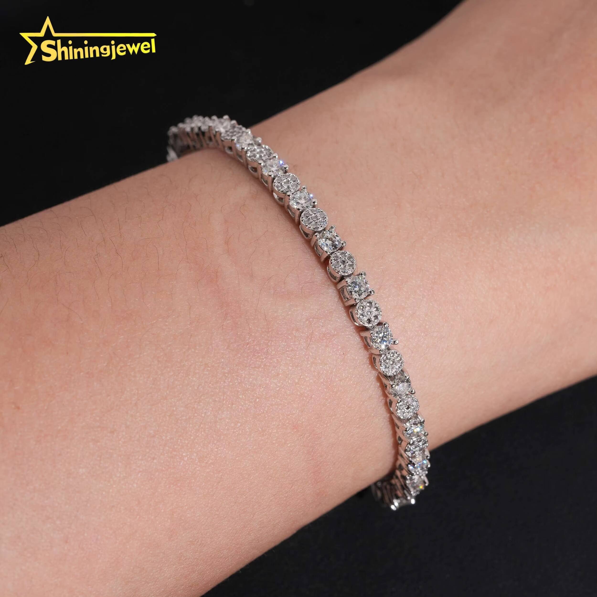Unique Iced Out Elegant Moissanite Jewelry Hip Hop High Quality 38mm S925 Tennis Bracelet