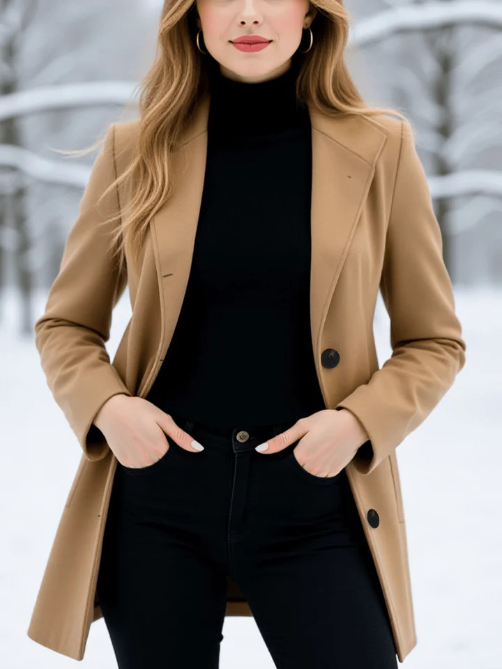 Office Casual Coat Trench Womens Wear Thickened Elegant Single-Breasted Jacket Autumn Winter Commute Daily Wear Overcoat Trench 251222