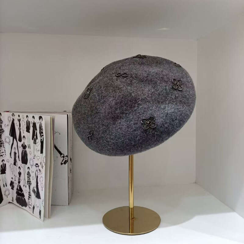 Women's Beret Cap Autumn Winter New Style Tweed Fashionable Atmosphere Face-Slimming Trendy Winter Warm Black red Beige Warm for Ladies Coats Dre