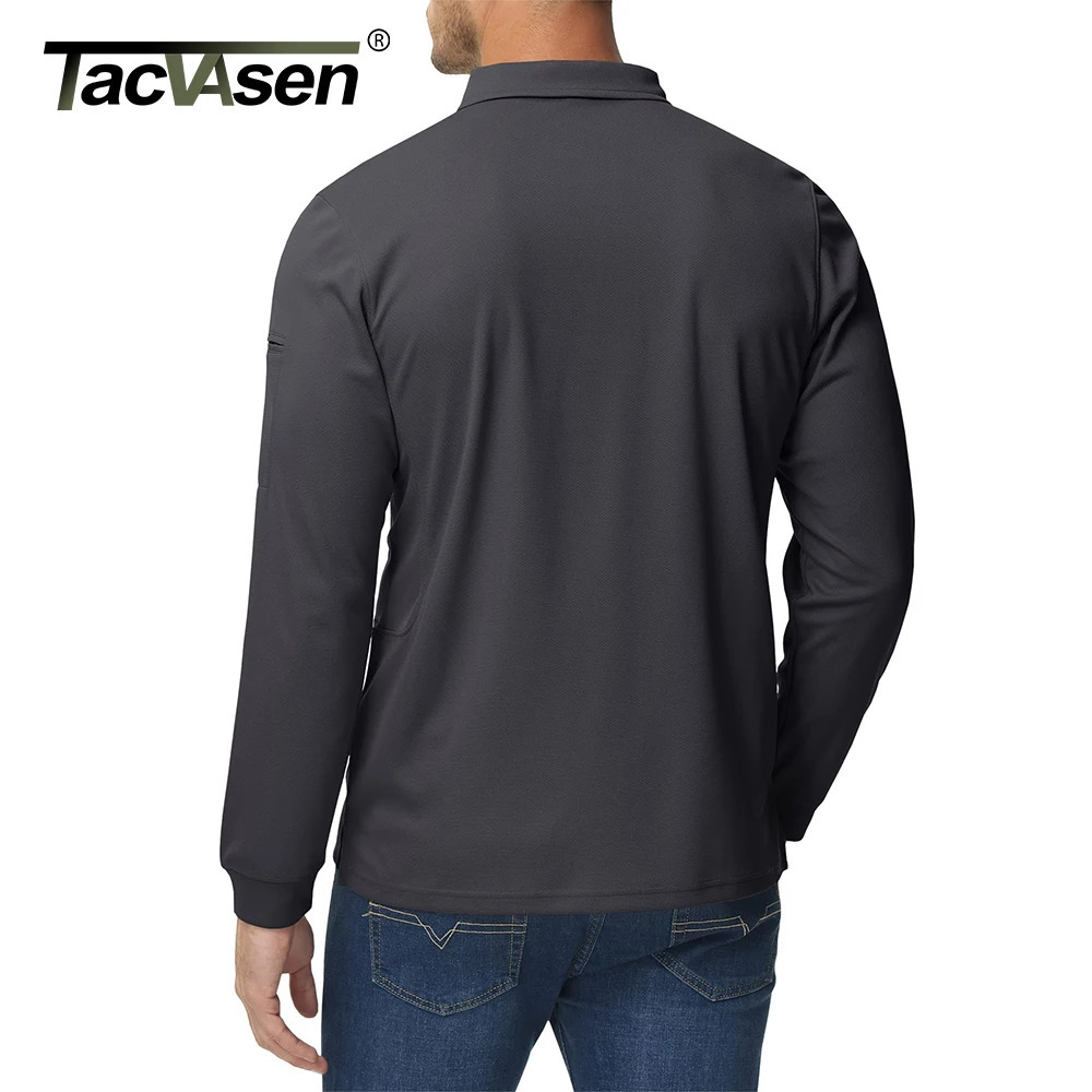 TACVASEN Mens Long Sleeve Collared T-Shirt 3 Button Quick Dry Performance Golf Shirt Athletic Casual Basic Tops Moisture-Wicking 251222
