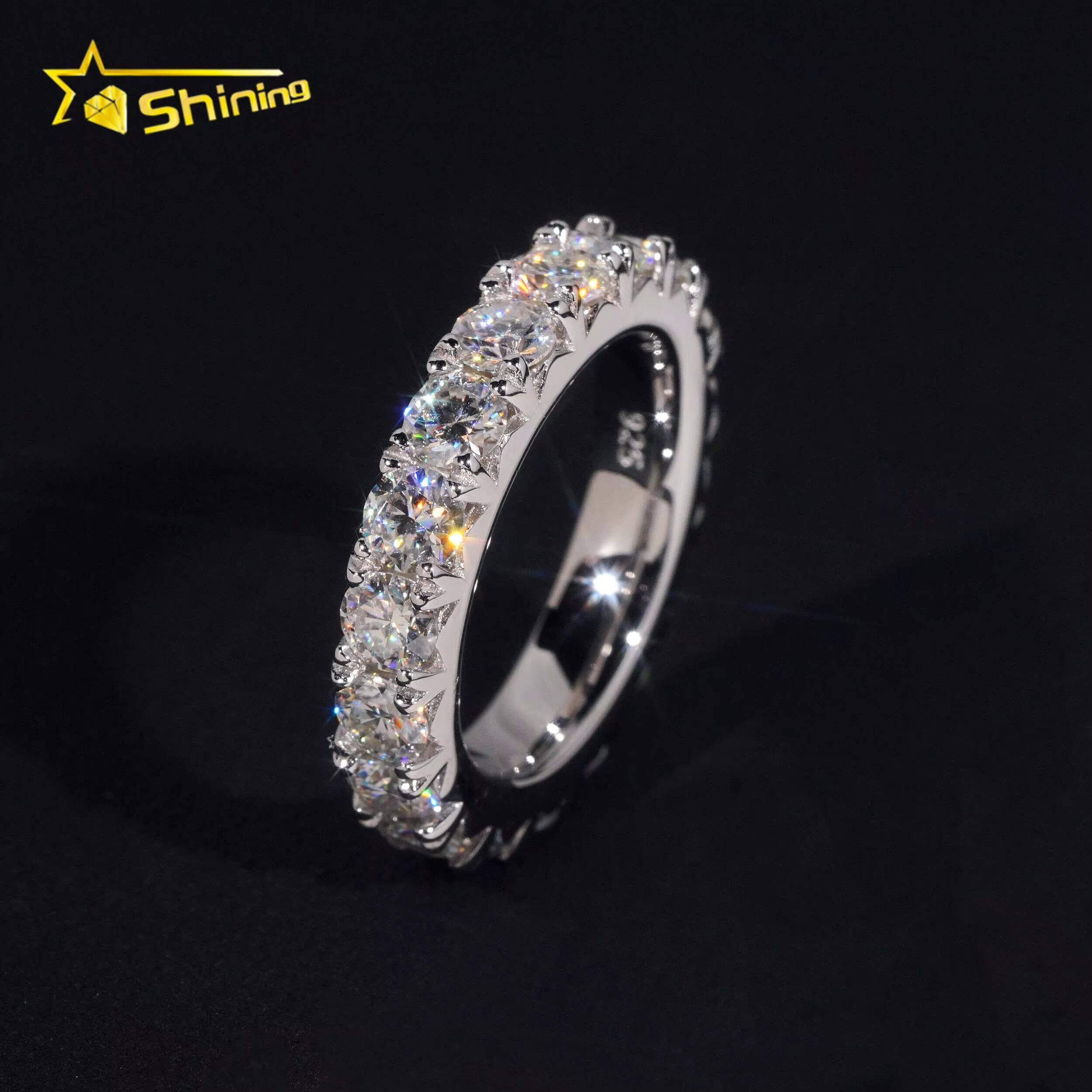 Pass Diamond Tester Silver 925 Vvs Moissanite Lab Diamond Hip Hop Iced Out Jewelry Band Ring