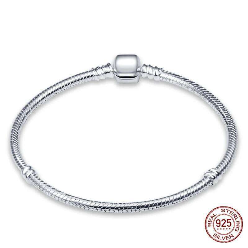 925 Sterling Silver Bracelets 17-21CM Original Cylindric Head Bracelet Fit DIY Charms Beads Fashion Women Jewelry 25T1226