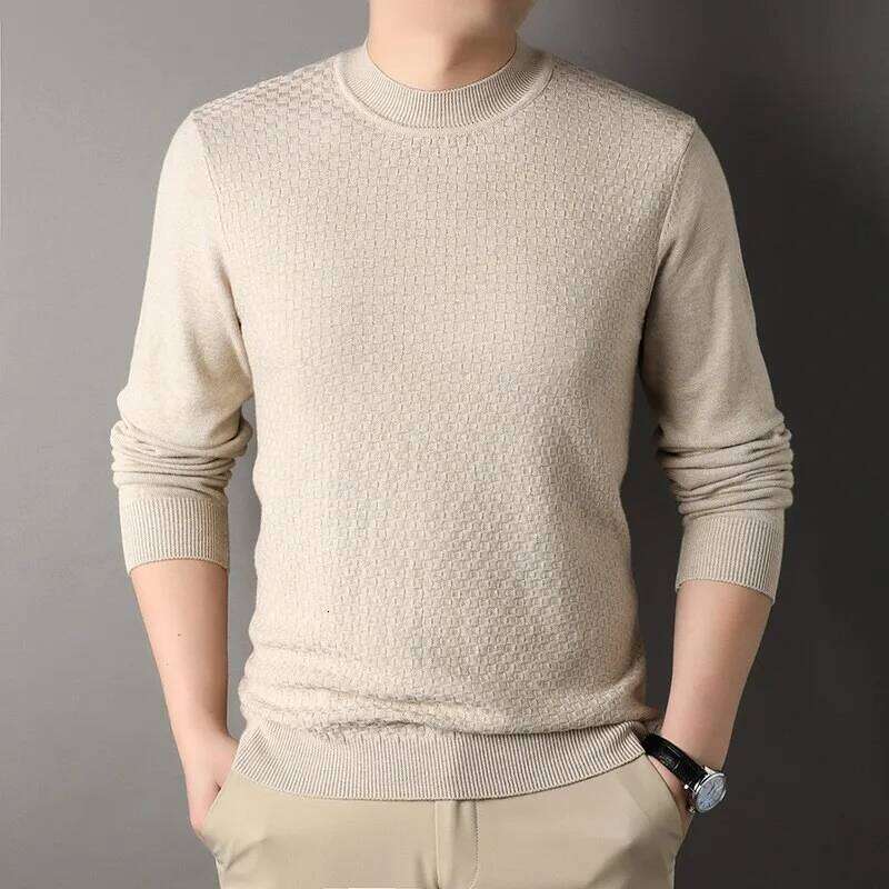 2026 New Spring And Autumn Solid Color Half Turtleneck Slim Fit Pullover For Men Youth Base Sweater Men's Clothing