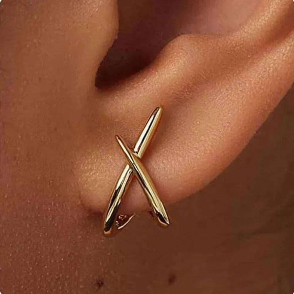 LATS Trendy Gold Color Cross Stud Earrings for Women Dainty Simple Minimalist Earring Fashion Jewelry Party Gifts 25H1226