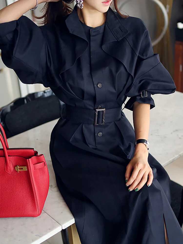 Elegant Women Windbreaker Casual Single Breasted Belt Pocket Jacket Coat Femme Mujer Chic Long Trench Outerwear Spring AutumnT251226
