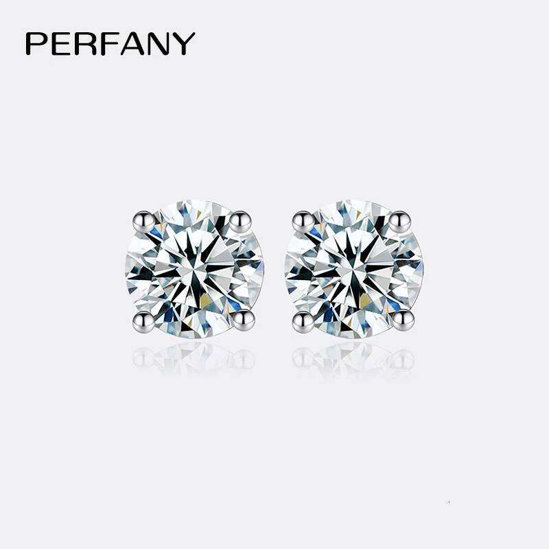 PERFANY 0.2-3CT Moissanite For Women S925 Pure Silver Classic Four Claw Diamond Earrings Wedding High-end Jewelry 25H1226