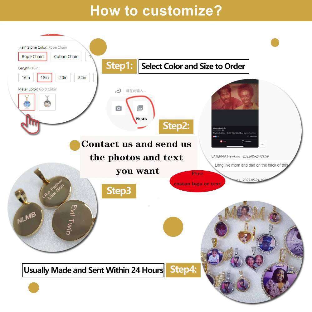 Hip Hop Iced Out Jewelry Picture Custom Pendant Blank Zircon Medallion Photo Necklace Free Item Engraving Logo And Shipping