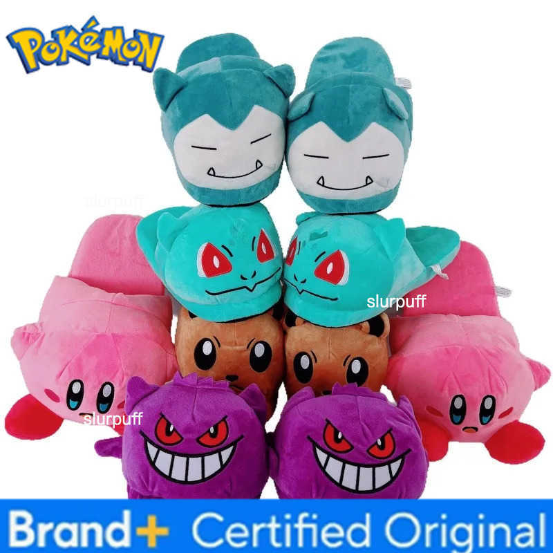 Pokemon Anime Pikachu Snorlax Eevee Plush Cotton Slippers Couple Indoor Soft Non-Slip Home Shoes Kawaii Slippers for Man Women W251226