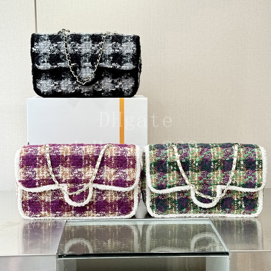 Mirror Quality Designer Classic Handbag Luxury Tweed Shearling Lambskin Maxi Flap Bag Shoulder bags 33cm Fashion Crossbody Purse Chain Bags With Box C053