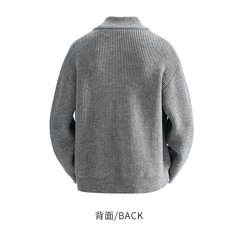 Men's Solid Color Zip-Up Cardigan Sweater, Autumn & Winter Bestseller, Loose-Fit Stand-Up Collar Streetwear Jacket