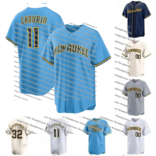 22 Yelich Baseball Jerseys Jackson Chourio Jacob Misiorowski Sal Frelick Brice Turang Contreras Freddy Peralta Ortiz Trevor Megill For Mens Womens Youth